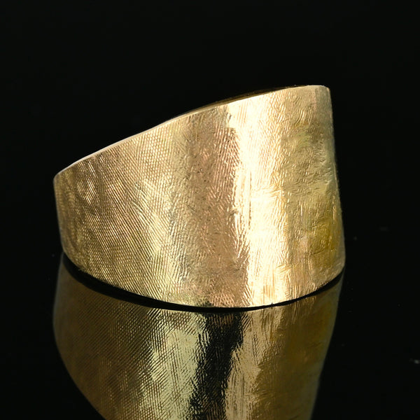 Vintage 14K Yellow Gold Wide Textured Band Ring - Boylerpf
