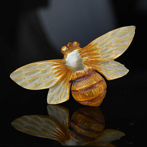 French Art Nouveau Carved Horn Moth Brooch - Boylerpf