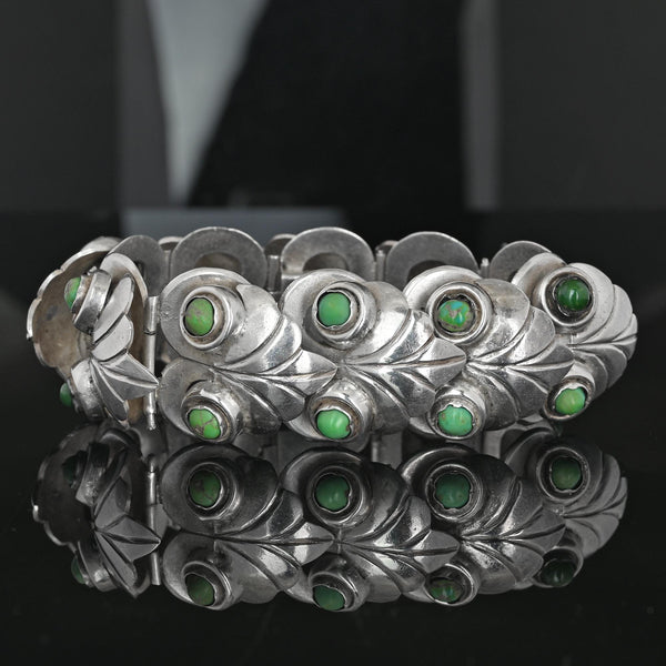 Vintage Taxco Turquoise Sterling Silver Los Castillo Style Bracelet