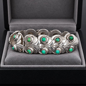 Vintage Taxco Turquoise Sterling Silver Los Castillo Style Bracelet - Boylerpf