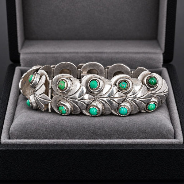 Vintage Taxco Turquoise Sterling Silver Los Castillo Style Bracelet