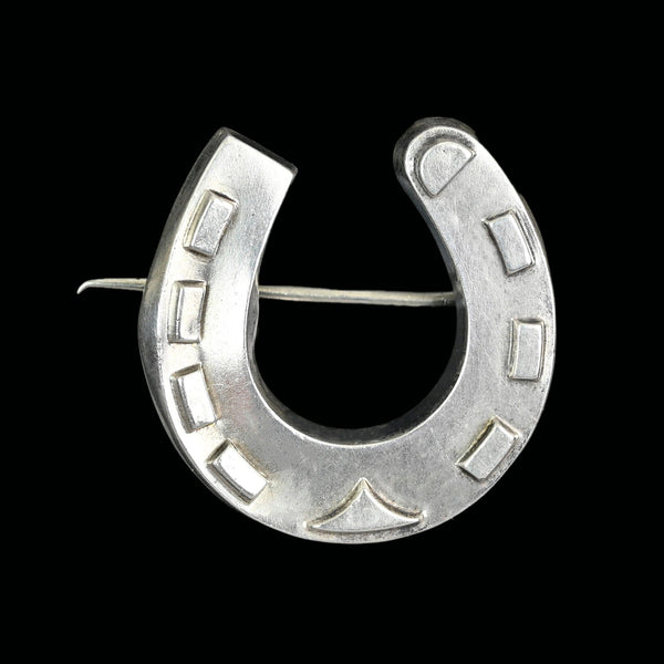 Antique Victorian Horseshoe Brooch Sterling Silver 1886