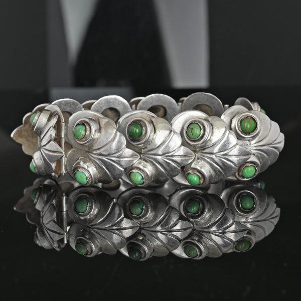Vintage Taxco Turquoise Sterling Silver Los Castillo Style Bracelet