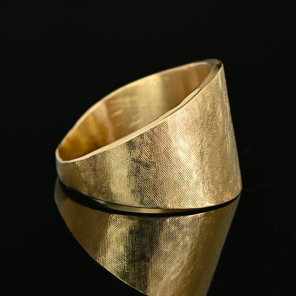 Vintage 14K Yellow Gold Wide Textured Band Ring - Boylerpf