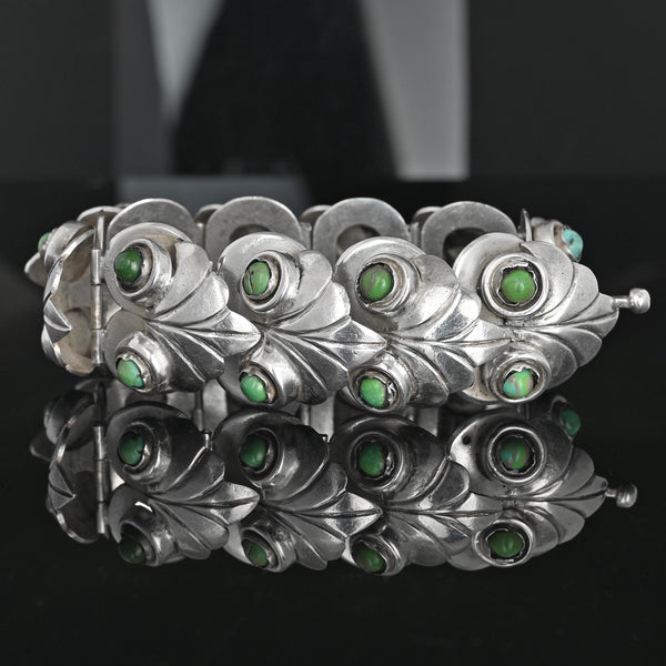 Vintage Taxco Turquoise Sterling Silver Los Castillo Style Bracelet