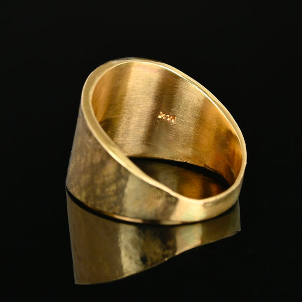 Vintage 14K Yellow Gold Wide Textured Band Ring - Boylerpf