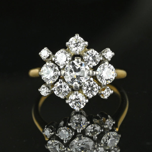 Exquisite Jabel 18K Gold 1.4 Carat Diamond Cluster Ring - Boylerpf