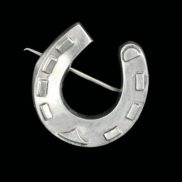Antique Victorian Horseshoe Brooch Sterling Silver 1886