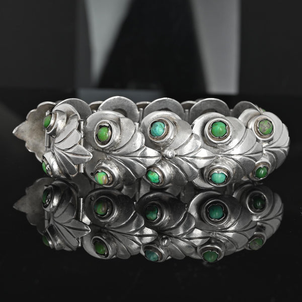 Vintage Taxco Turquoise Sterling Silver Los Castillo Style Bracelet