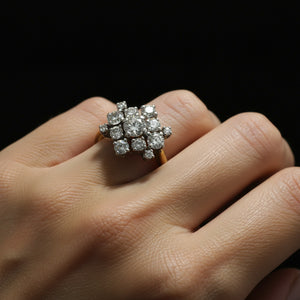 Exquisite Jabel 18K Gold 1.4 Carat Diamond Cluster Ring - Boylerpf