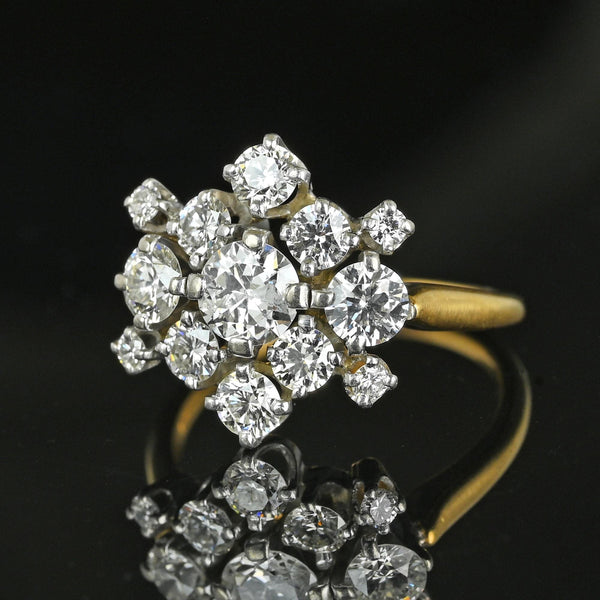 Exquisite Retro 18K Gold Diamond Cluster Ring - Boylerpf