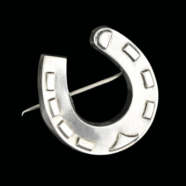Antique Victorian Horseshoe Brooch Sterling Silver 1886