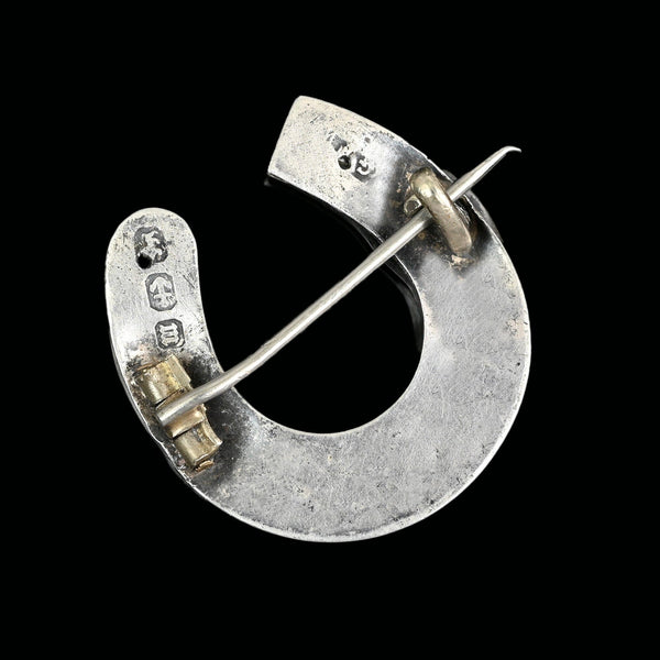 Antique Victorian Horseshoe Brooch Sterling Silver 1886