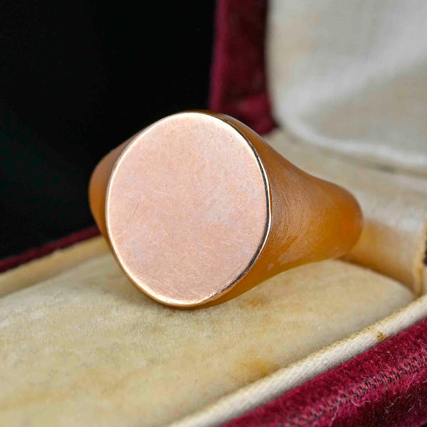 Antique Victorian Tortoiseshell Pique 9K Gold Signet Ring - Boylerpf