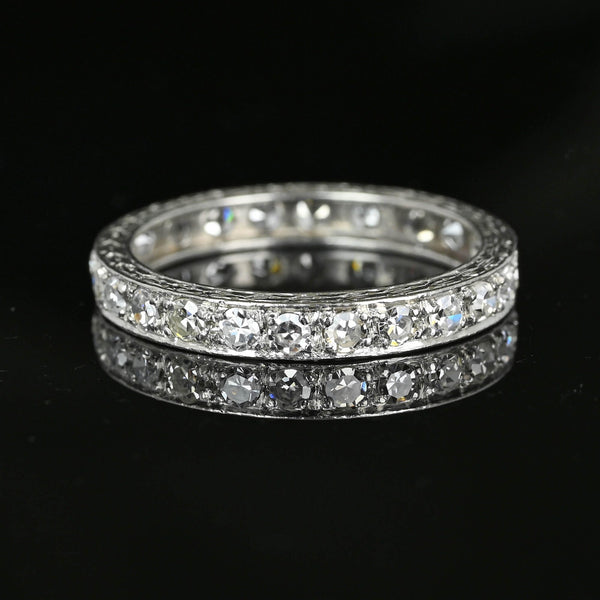 Art Deco Platinum 1 CTW Diamond Eternity Ring Band - Boylerpf