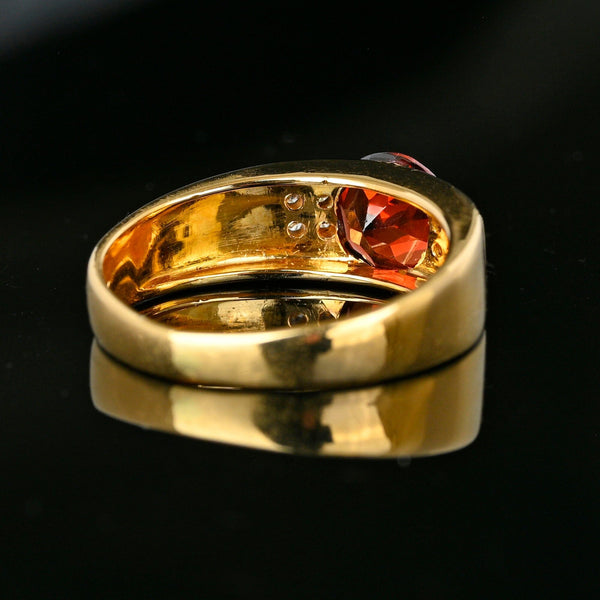 Vintage 18K Gold Diamond Accent Garnet Ring Band - Boylerpf