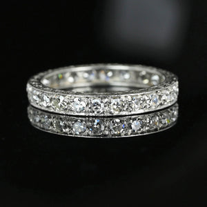 Art Deco Platinum 1 CTW Diamond Eternity Ring Band - Boylerpf