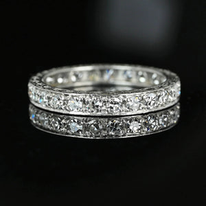 Art Deco Platinum 1 CTW Diamond Eternity Ring Band - Boylerpf