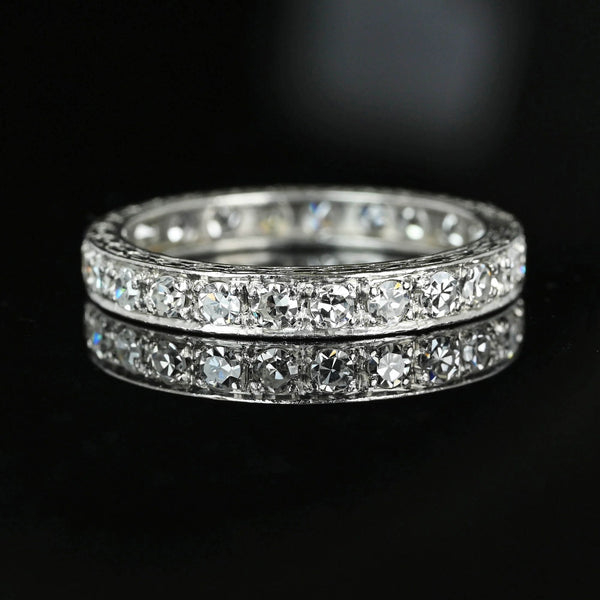 Art Deco Platinum 1 CTW Diamond Eternity Ring Band - Boylerpf