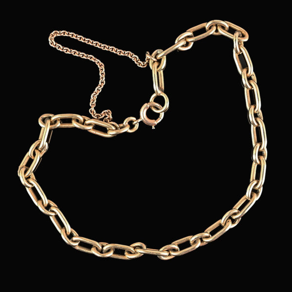 Antique Solid 14K Gold Paperclip Chain Link Bracelet - Boylerpf