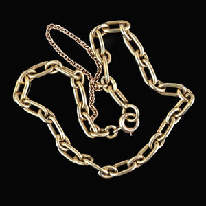 Antique Solid 14K Gold Paperclip Chain Link Bracelet - Boylerpf