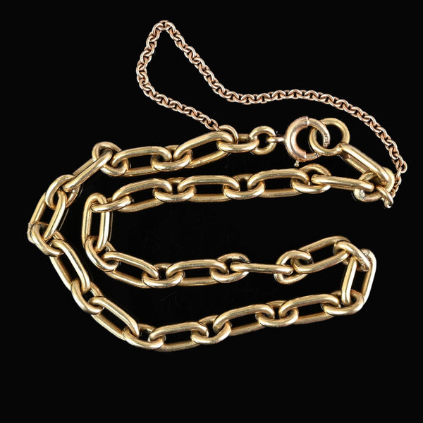 Antique Solid 14K Gold Paperclip Chain Link Bracelet - Boylerpf