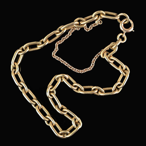 Antique Solid 14K Gold Paperclip Chain Link Bracelet - Boylerpf