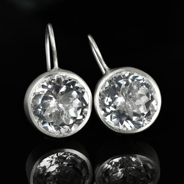 Vintage Rock Crystal Quartz Drop Earrings in Sterling Silver