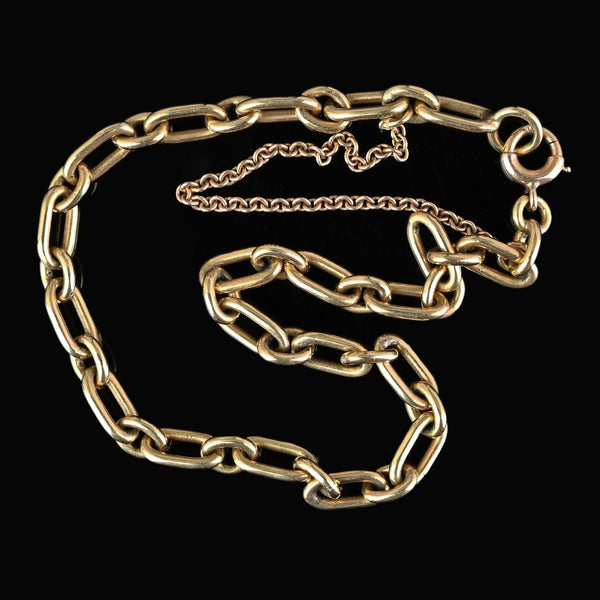 Antique Solid 14K Gold Paperclip Chain Link Bracelet - Boylerpf