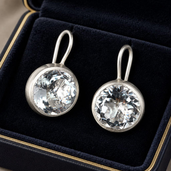 Vintage Rock Crystal Quartz Drop Earrings in Sterling Silver