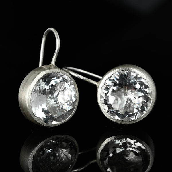 Vintage Rock Crystal Quartz Drop Earrings in Sterling Silver