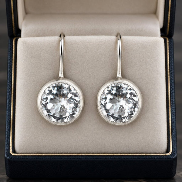 Vintage Rock Crystal Quartz Drop Earrings in Sterling Silver