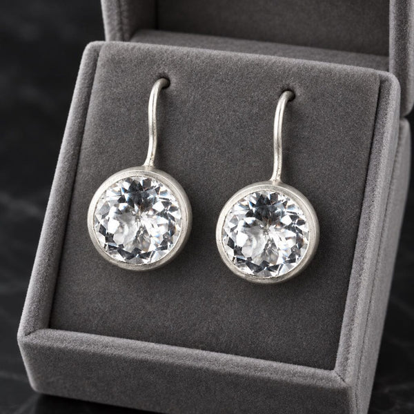 Vintage Rock Crystal Quartz Drop Earrings in Sterling Silver