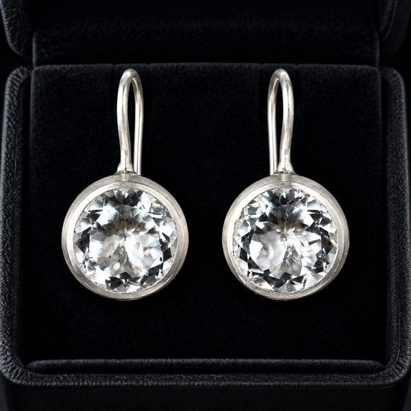 Vintage Rock Crystal Quartz Drop Earrings in Sterling Silver