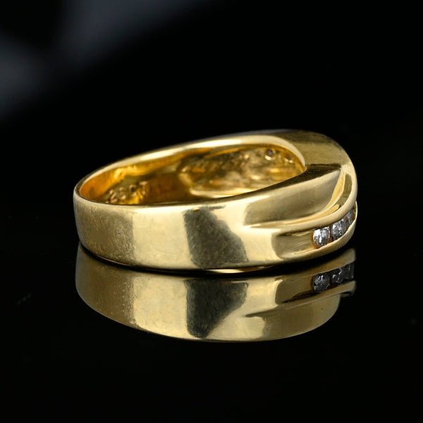 Vintage Heavy 14K Gold Diamond Crossover Ring Band - Boylerpf
