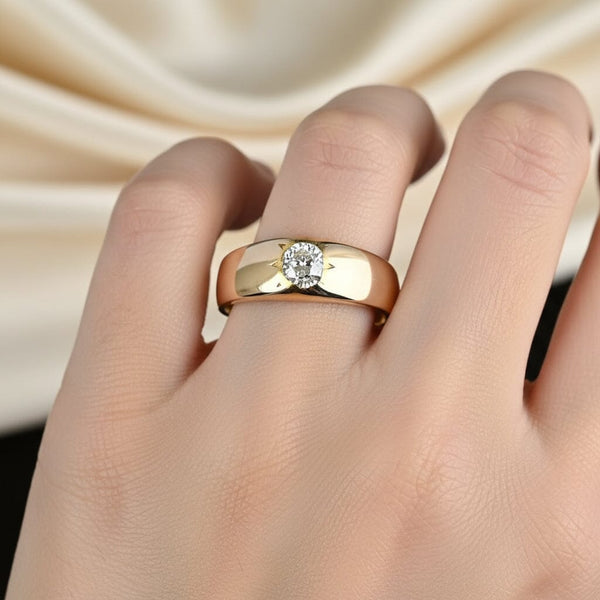 Antique Victorian Gold Flush Set Diamond Gypsy Ring