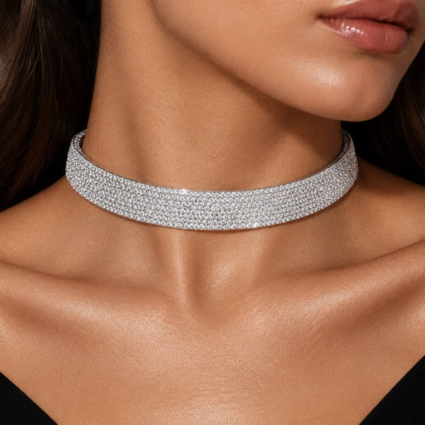 Vintage Sterling Silver 3 Carat Diamond Choker