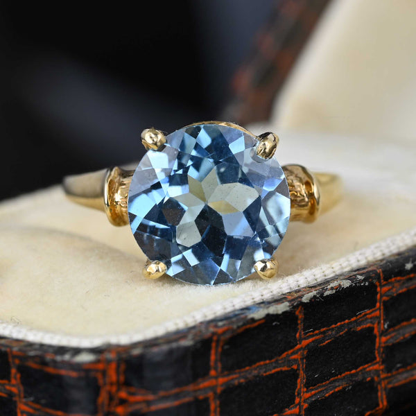Fine Vintage 4.5 Carat Swiss Blue Topaz Ring in Gold - Boylerpf