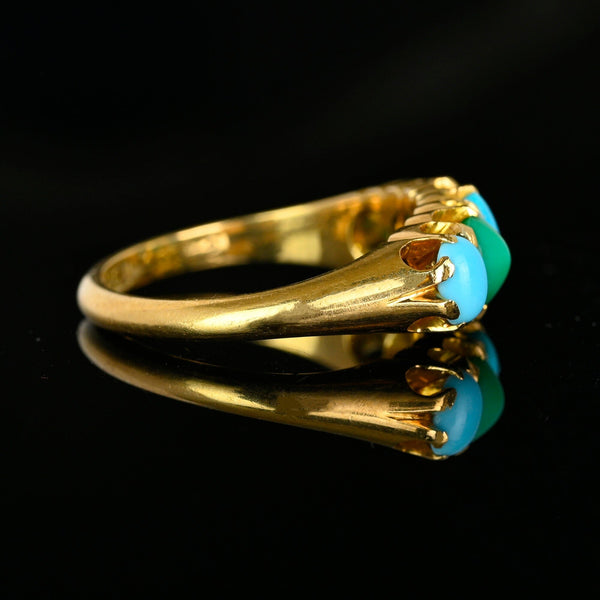 Antique Victorian 18K Gold Five Stone Turquoise Ring