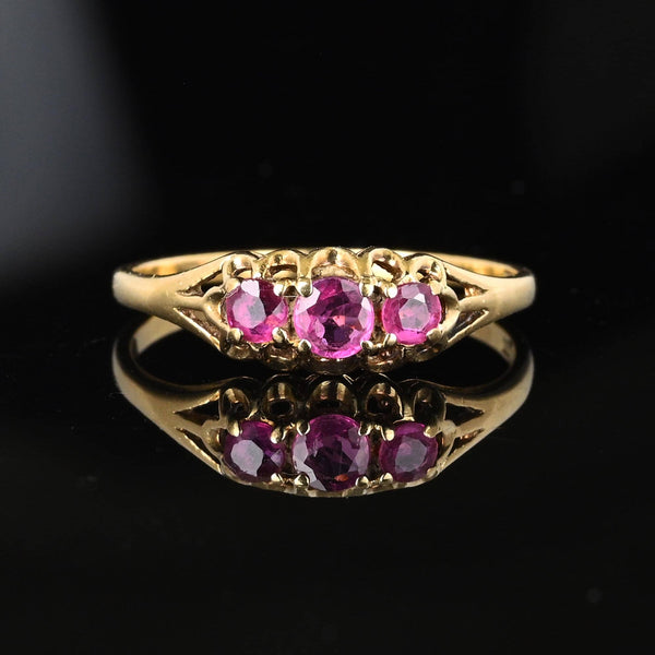 Vintage Gold Three Stone Pink Sapphire Diamond Ring – Boylerpf