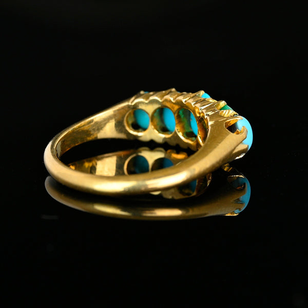 Antique Victorian 18K Gold Five Stone Turquoise Ring