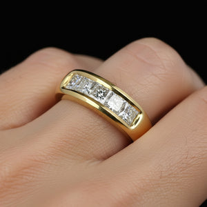 Vintage 14K Gold 1.55 CTW Princess Cut Diamond Ring Band - Boylerpf