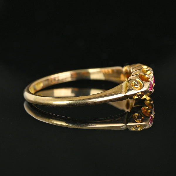 Antique Chester 15K Gold Rose Cut Diamond Ruby Ring - Boylerpf