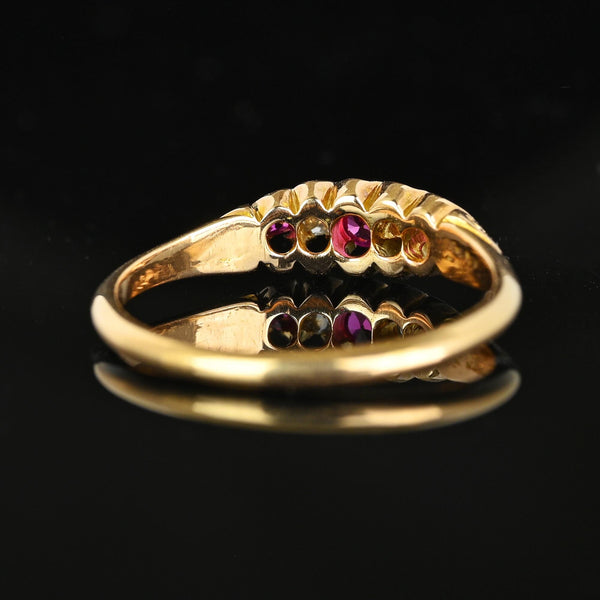 Antique Chester 15K Gold Rose Cut Diamond Ruby Ring - Boylerpf