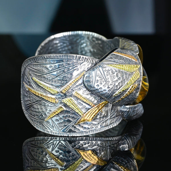 Margaret Barnaby18K Gold Sterling Silver Rutilated Quartz Cuff
