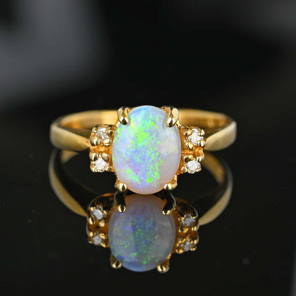 Opal Gold Leaf Ring - Genuine Fire Opal Ring - Vintage Leaf Band – Adina  Stone Jewelry