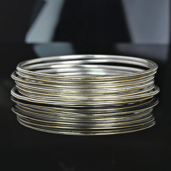 Vintage Sterling Silver and 14K Gold Bangle Bracelets Set of 7