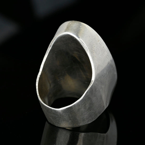 Huge Vintage Scottish Black Banded Agate Ring in Silver - Boylerpf