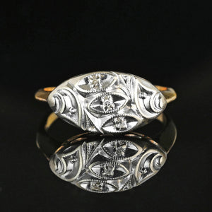 Art Deco 14K Gold Three Stone Trilogy Diamond Ring - Boylerpf