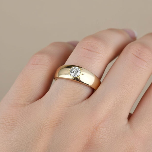 Antique Victorian Gold Flush Set Diamond Gypsy Ring